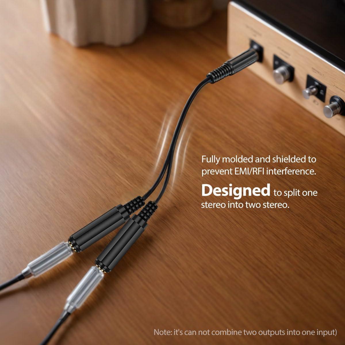 Cable divisor estéreos 6.35mm ICESPRING 0.18m chapado oro