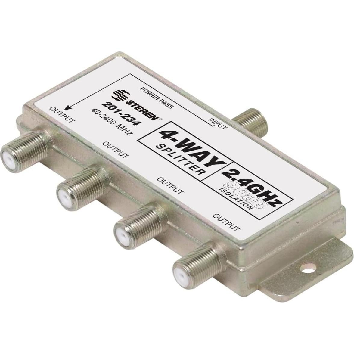 Divisor 4 Vías Steren 2.4GHz 90dB con Paso de Corriente DC