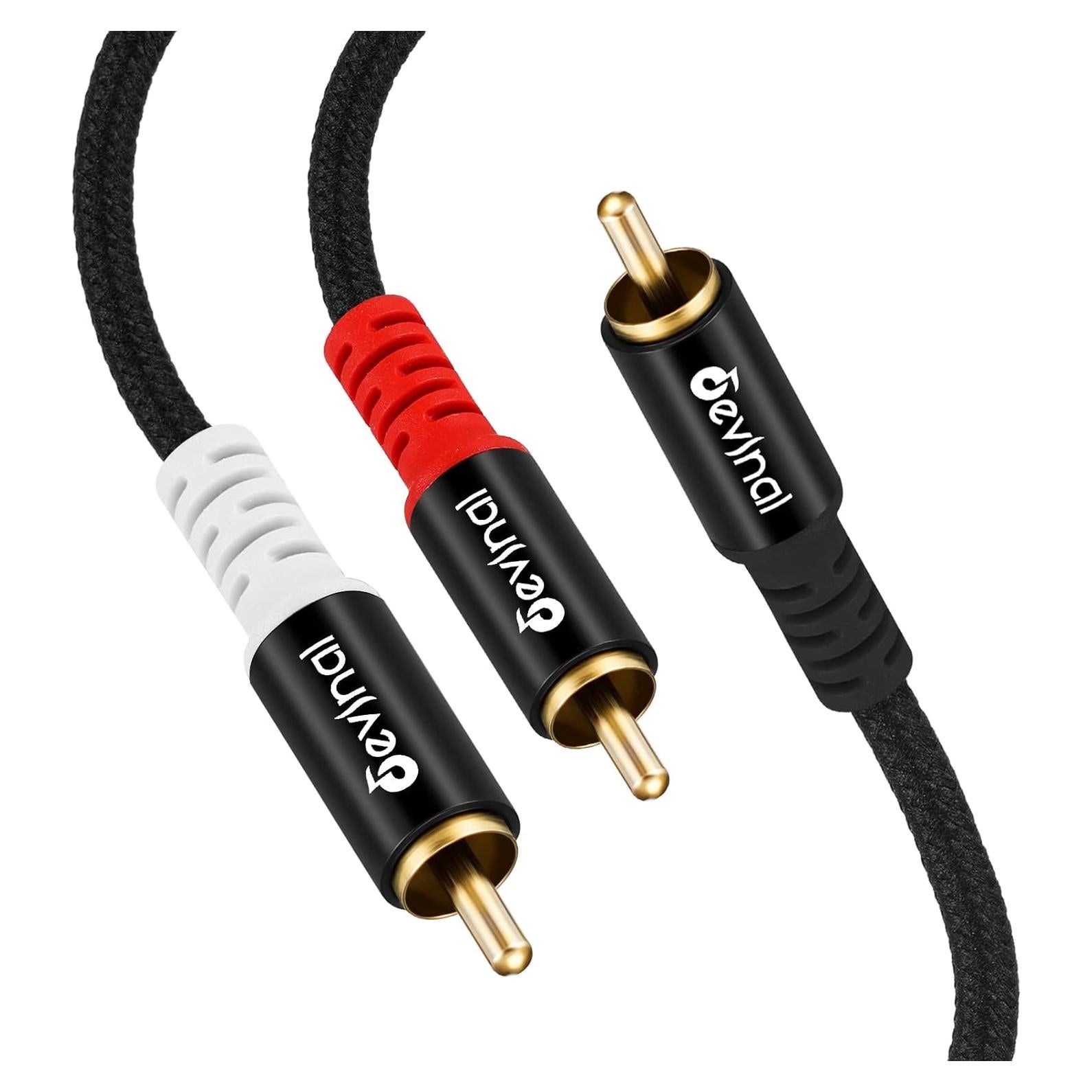 Cable Splitter RCA Macho a 2 Machos Devinal 1m Baño de Oro