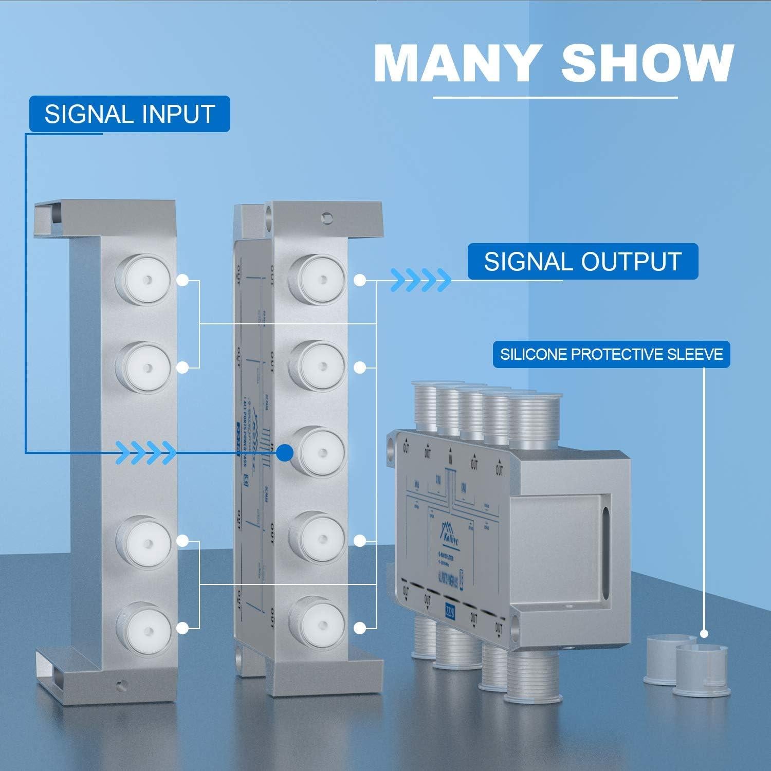 Divisor Coaxial Keliiyo 8 Vías 5-2500 MHz para TV y Internet