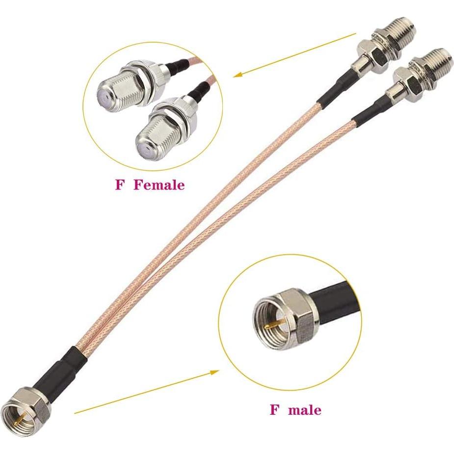 Adaptador divisor coaxial F macho a F hembra dual RedYutou 15cm