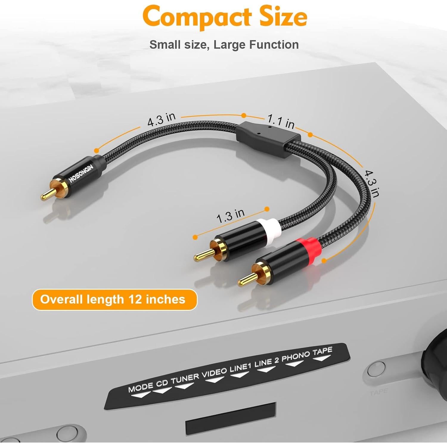 Divisor RCA HOSONGIN 1 Macho a 2 Machos 30.48 cm 24K