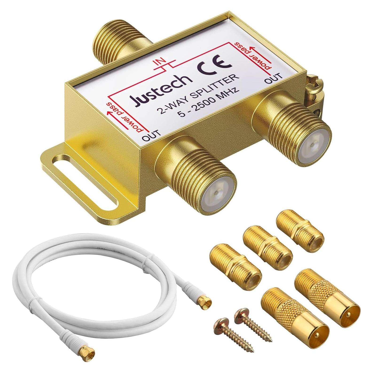 Divisor Coaxial Justech 2 Vías 5-2500MHz con Cable 1.5m