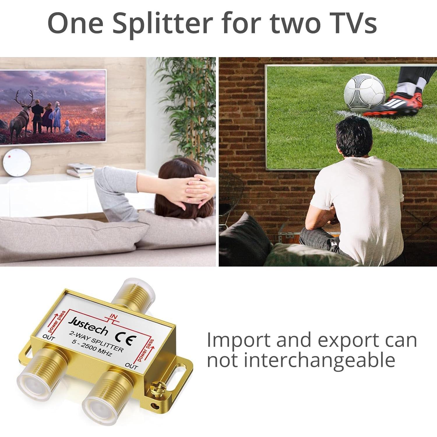 Divisor Coaxial Justech 2 Vías 5-2500MHz con Cable 1.5m