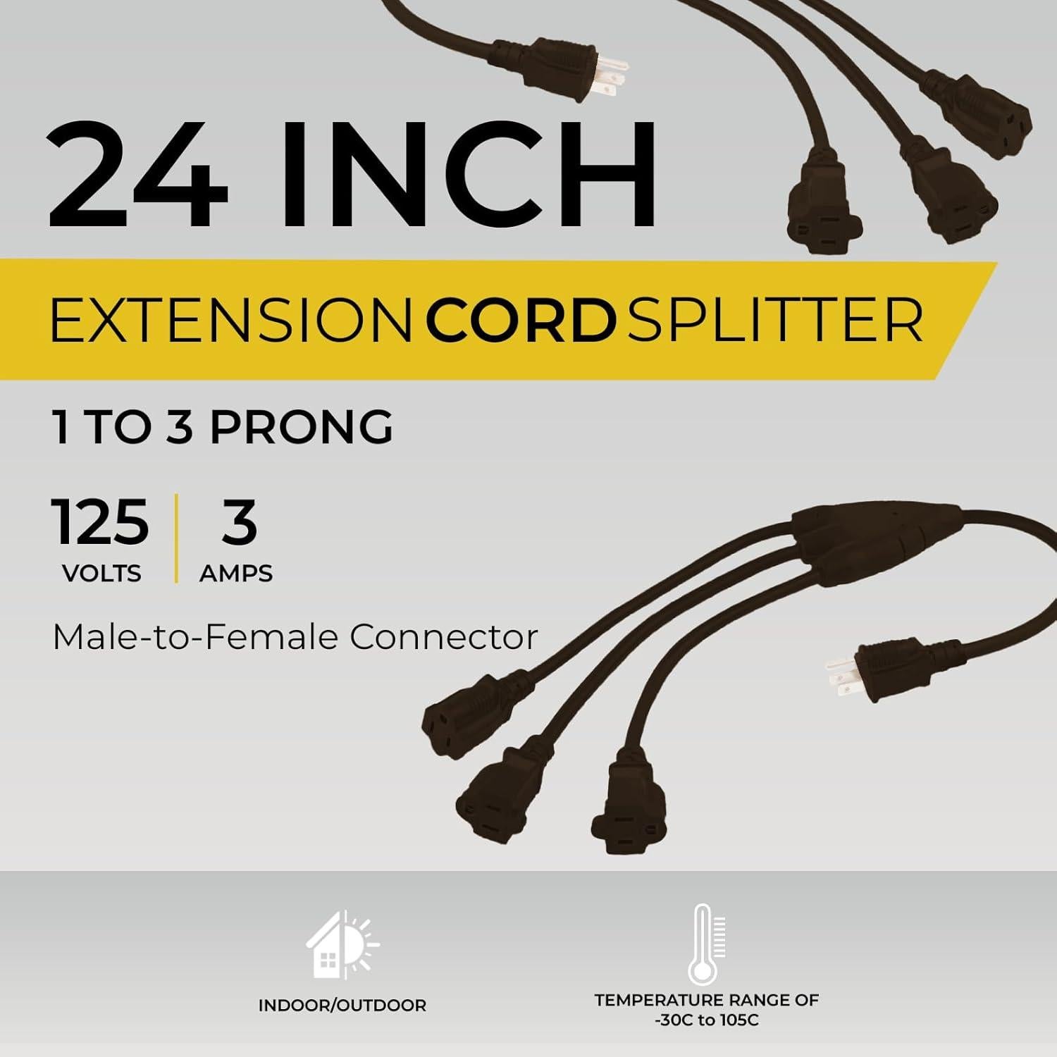 Divisor de Energía Colsen - Cable de Extensión 7.62m 3 Salidas