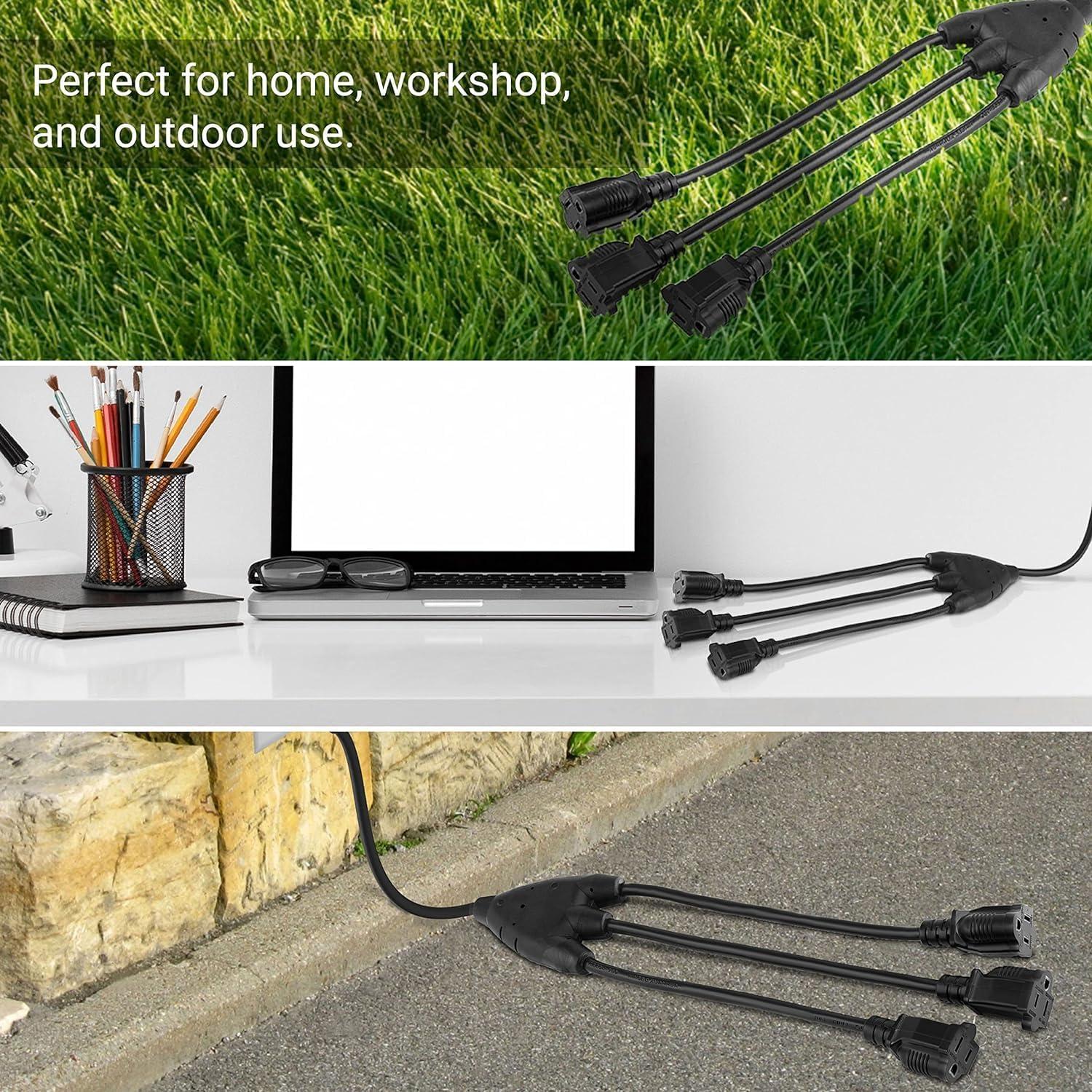 Divisor de Energía Colsen - Cable de Extensión 7.62m 3 Salidas