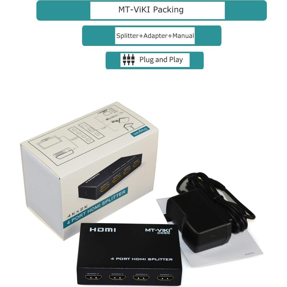 Divisor HDMI 1 en 4 Salidas MT-ViKI 4K 30Hz Full HD