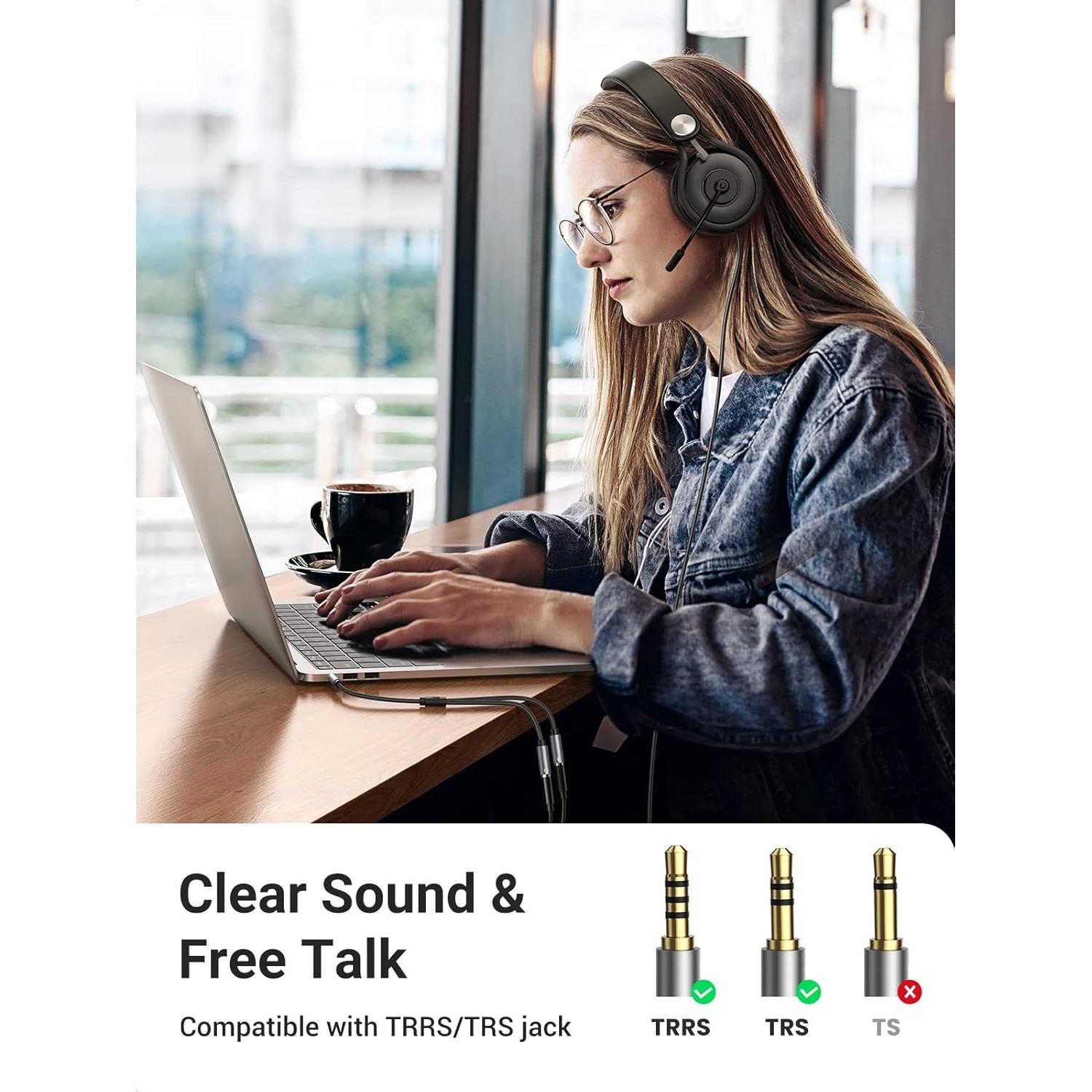 Adaptador Divisor de Auriculares UGREEN 3.5mm Macho a Doble Hembra