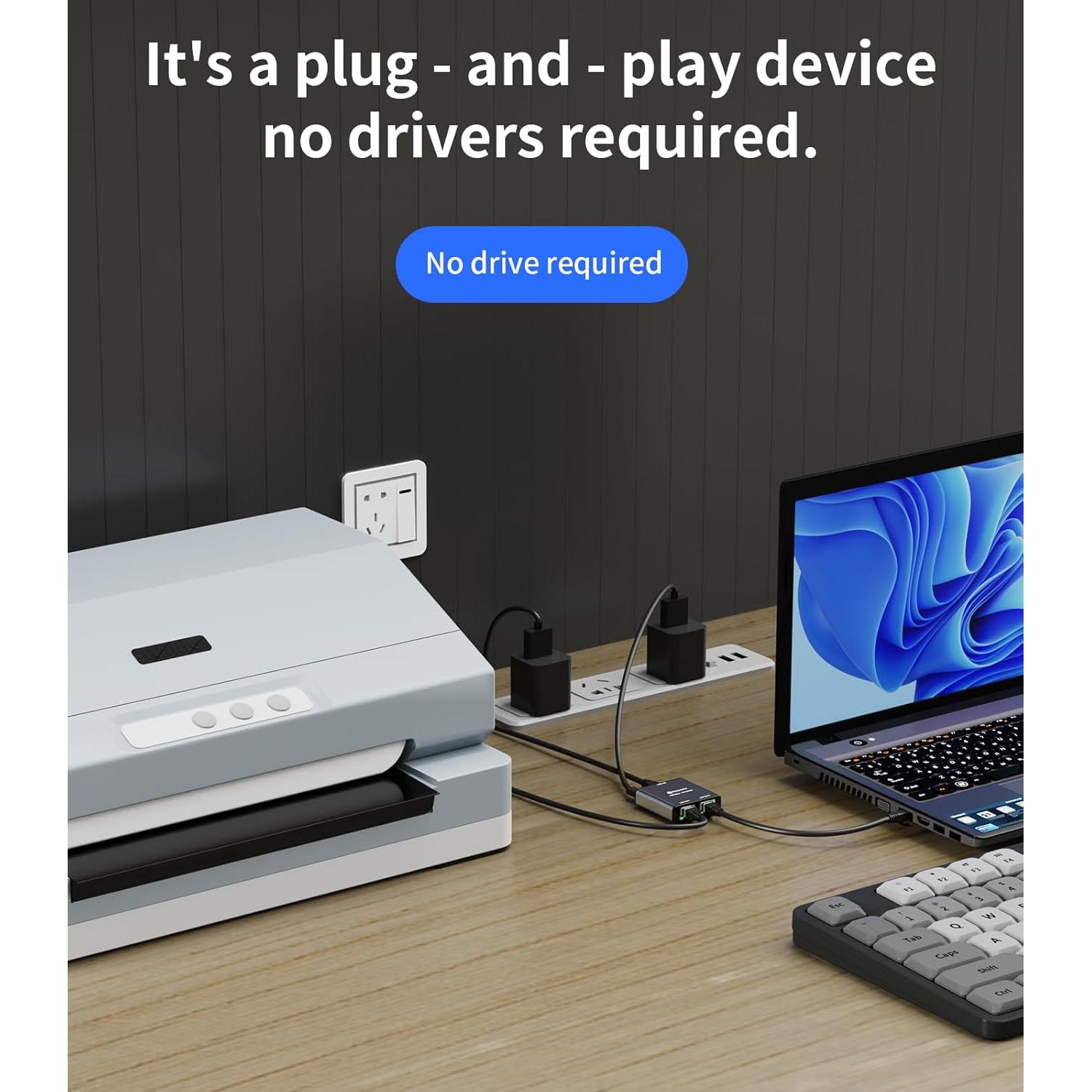 Divisor Ethernet 1 a 2 Reborn 1000Mbps RJ45 con USB