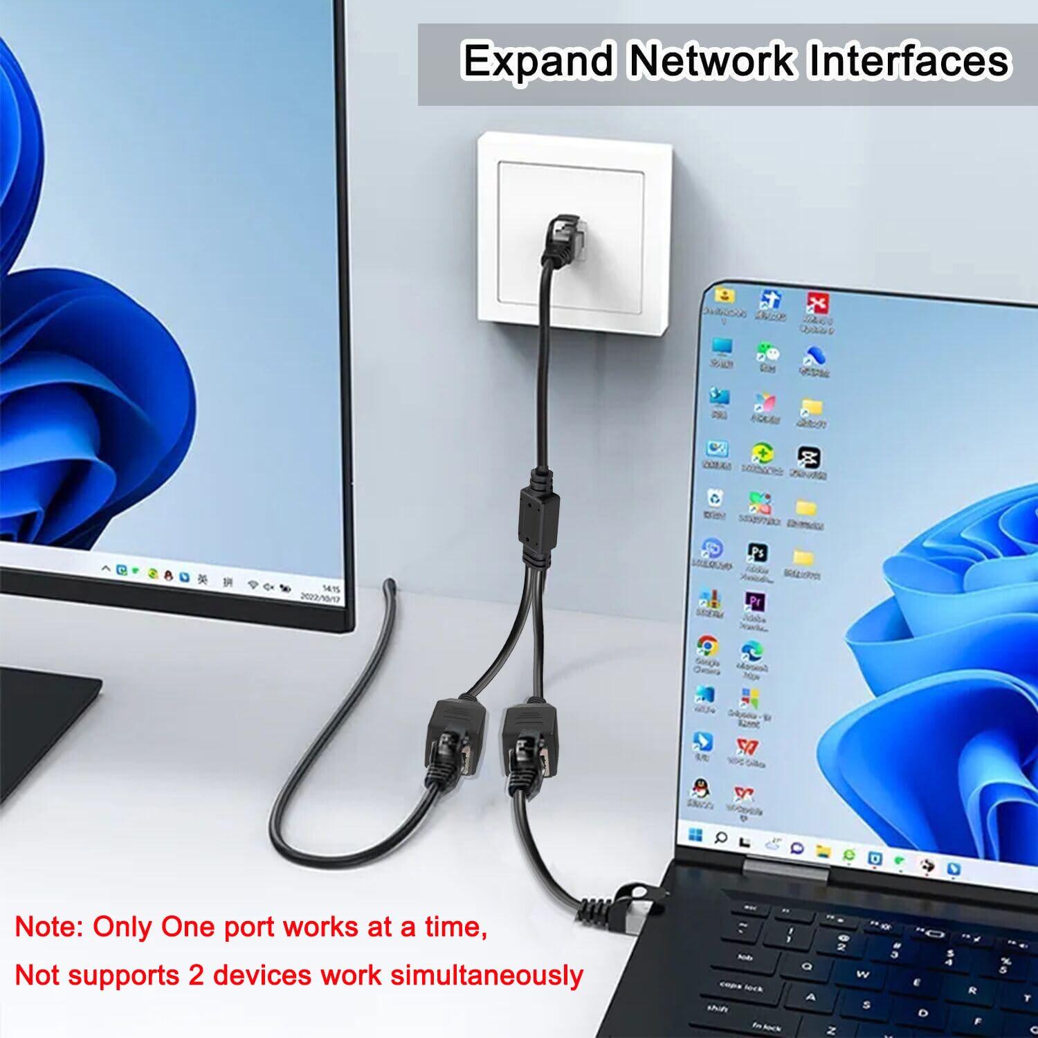 Divisor Ethernet RJ45 1 a 2 ukiism para Cat5/6/7 - Negro