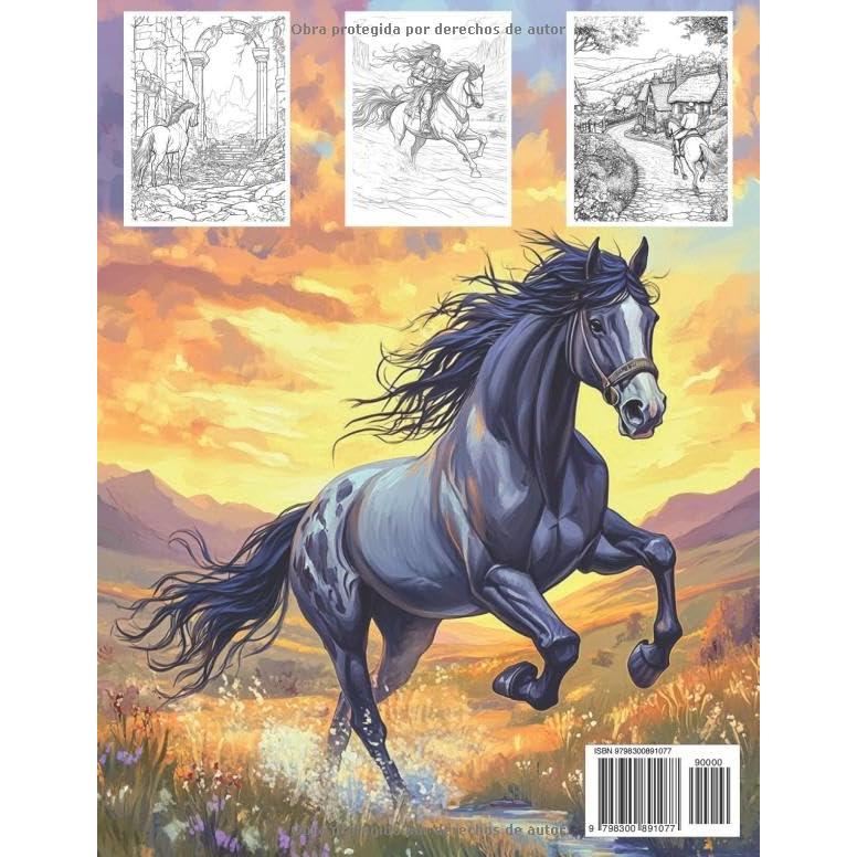 Dibujos para colorear sobre caballos para niños, adolescentes y adultos: Hermosas láminas de caballos, ponis, criaturas mágicas, caballos salvajes, ... únicas, libro para pintar (Spanish Edition)