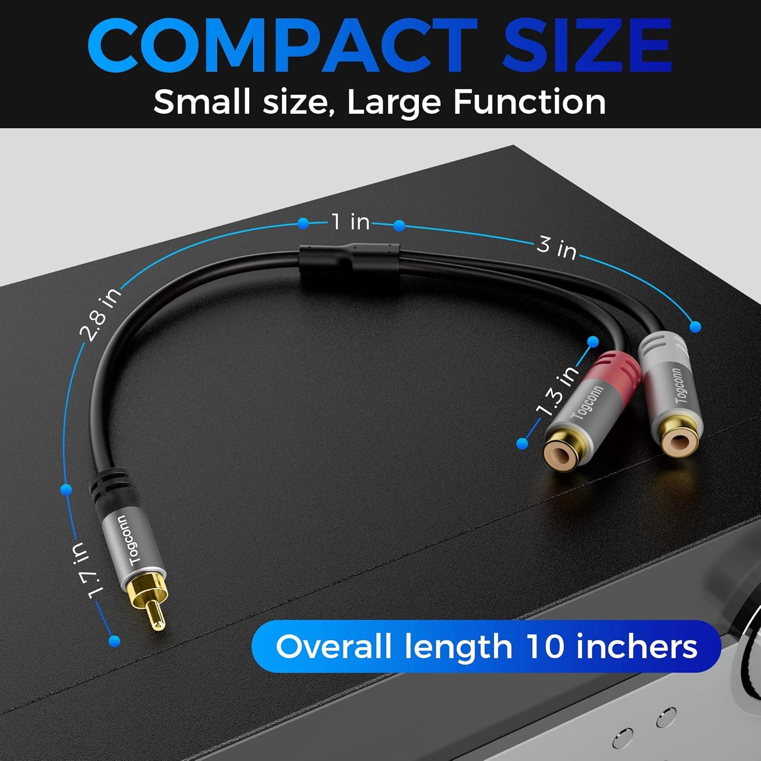 Cable divisor Y RCA 2Pack Togconn 1 RCA macho a 2 hembras 15.7cm