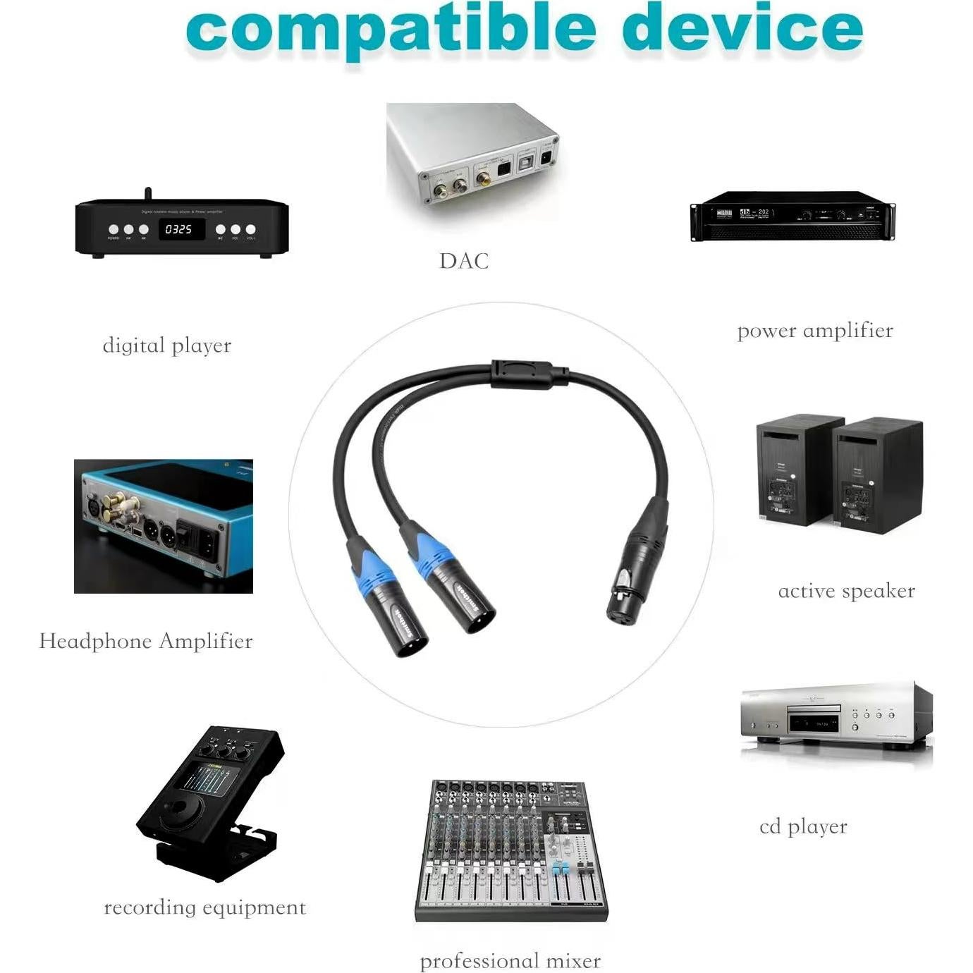 Cable Divisor XLR Hembra a Doble Macho 50cm Smithok 2pack