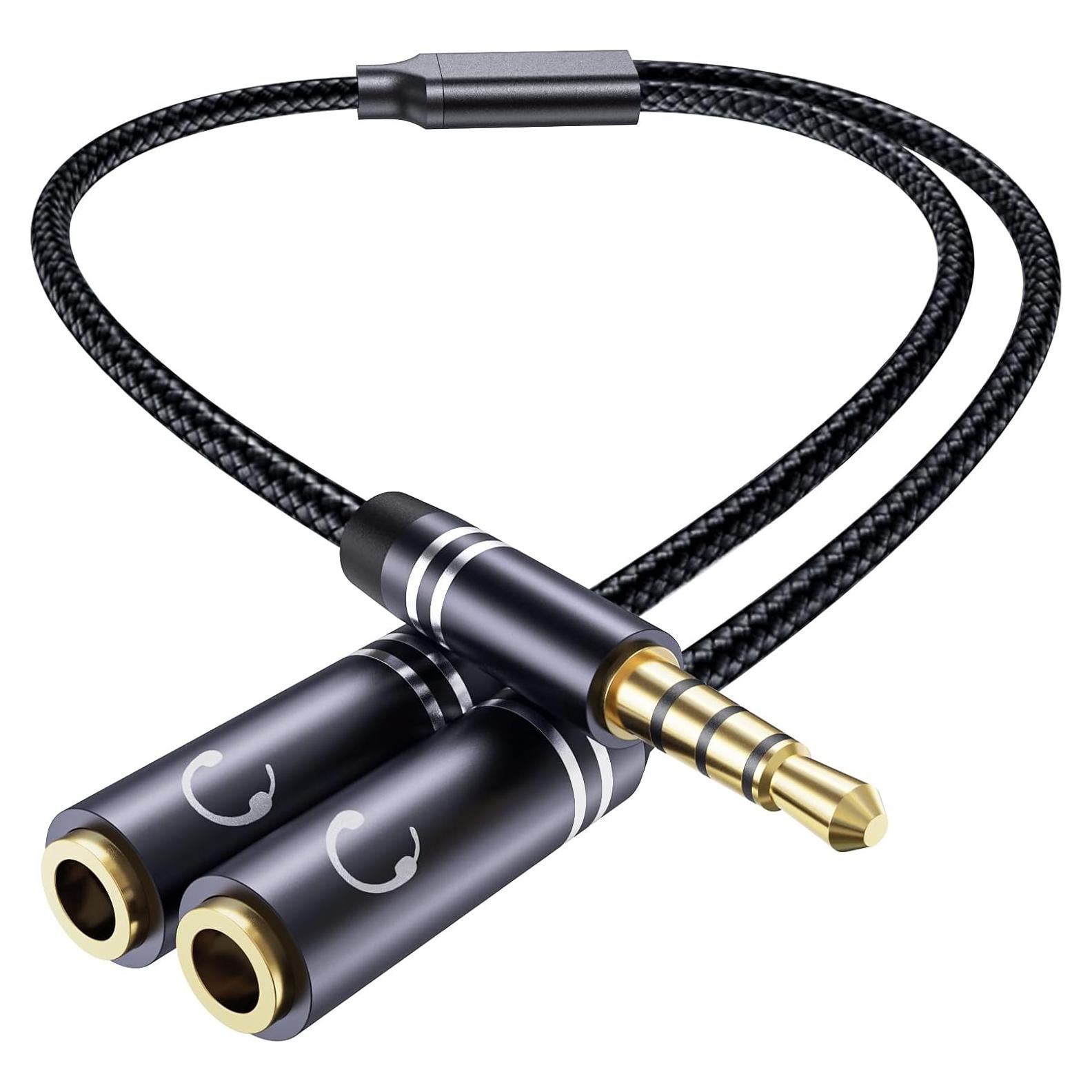 Divisor de Auriculares Jeselry 3.5mm Hi-Fi 36cm Negro