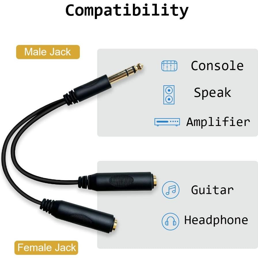 Cable Divisor de Audio Y 6.35mm MQDITH 20cm Duradero