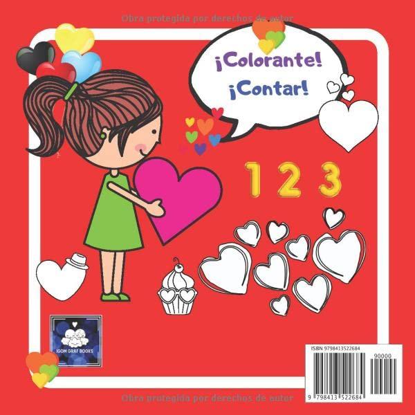 ¡Coloreo y cuento corazones! Libro para colorear para niñas.: 3-5 años. Para los amantes del color. Diversión y aprendizaje. ¡Mucha suerte! (Spanish Edition)