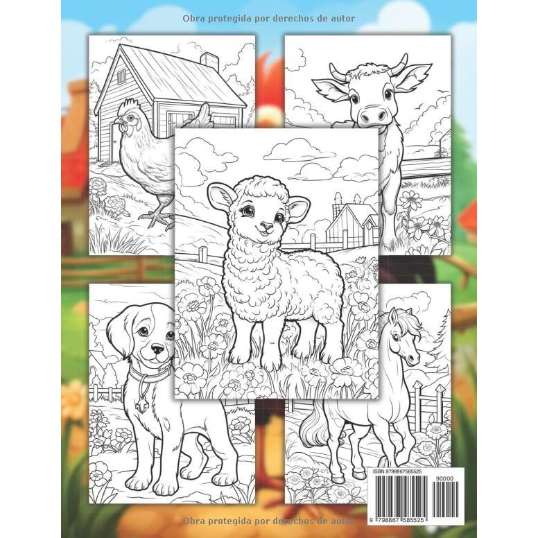 Libro para colorear de animales de granja para niños: Libro para colorear generoso, encantador y divertido que destaca vacas, pollos, caballos, ... otros animales para niños. (Spanish Edition)