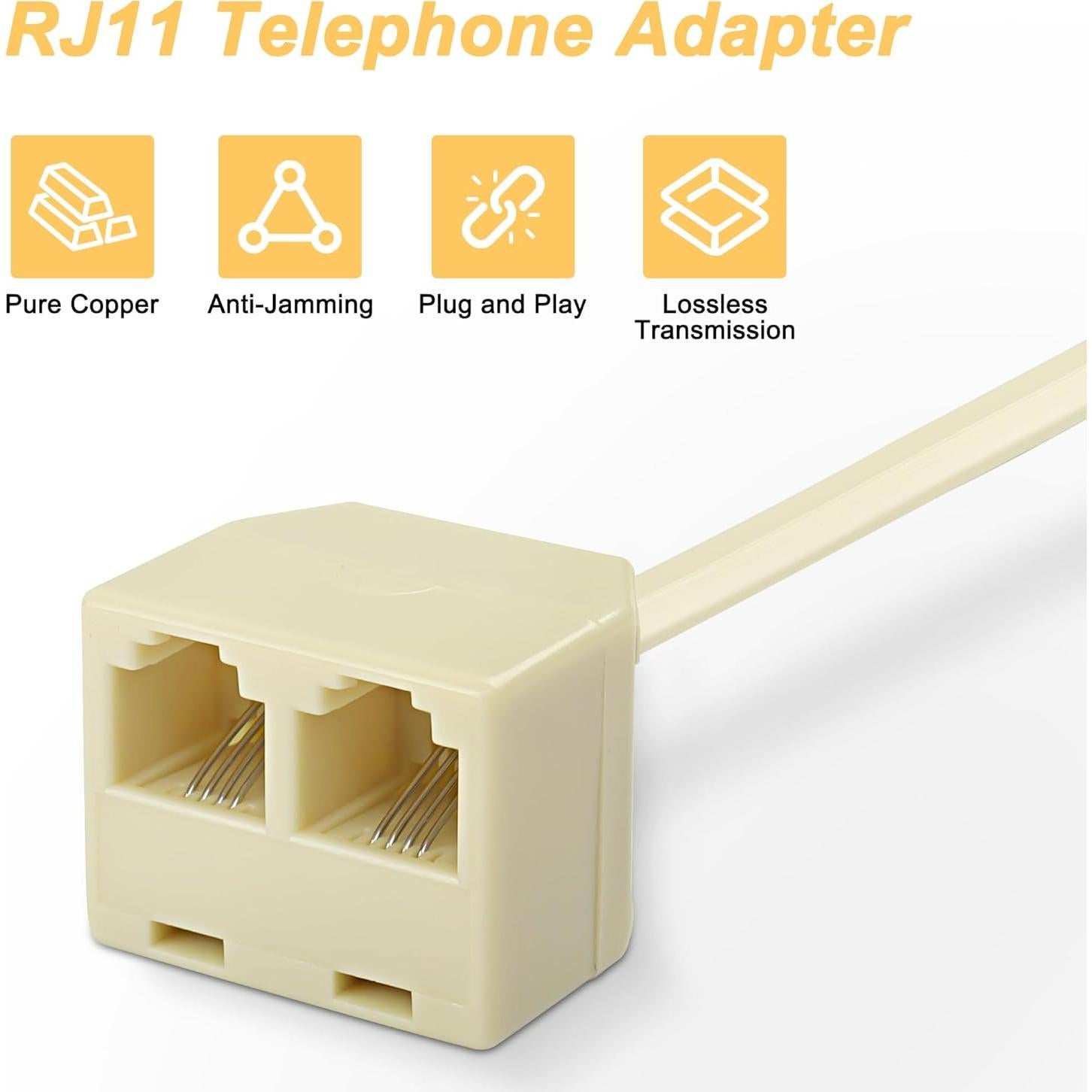Divisor de Línea Telefónica RJ11 MEIRIYFA 1 a 2 Hembra 15 cm