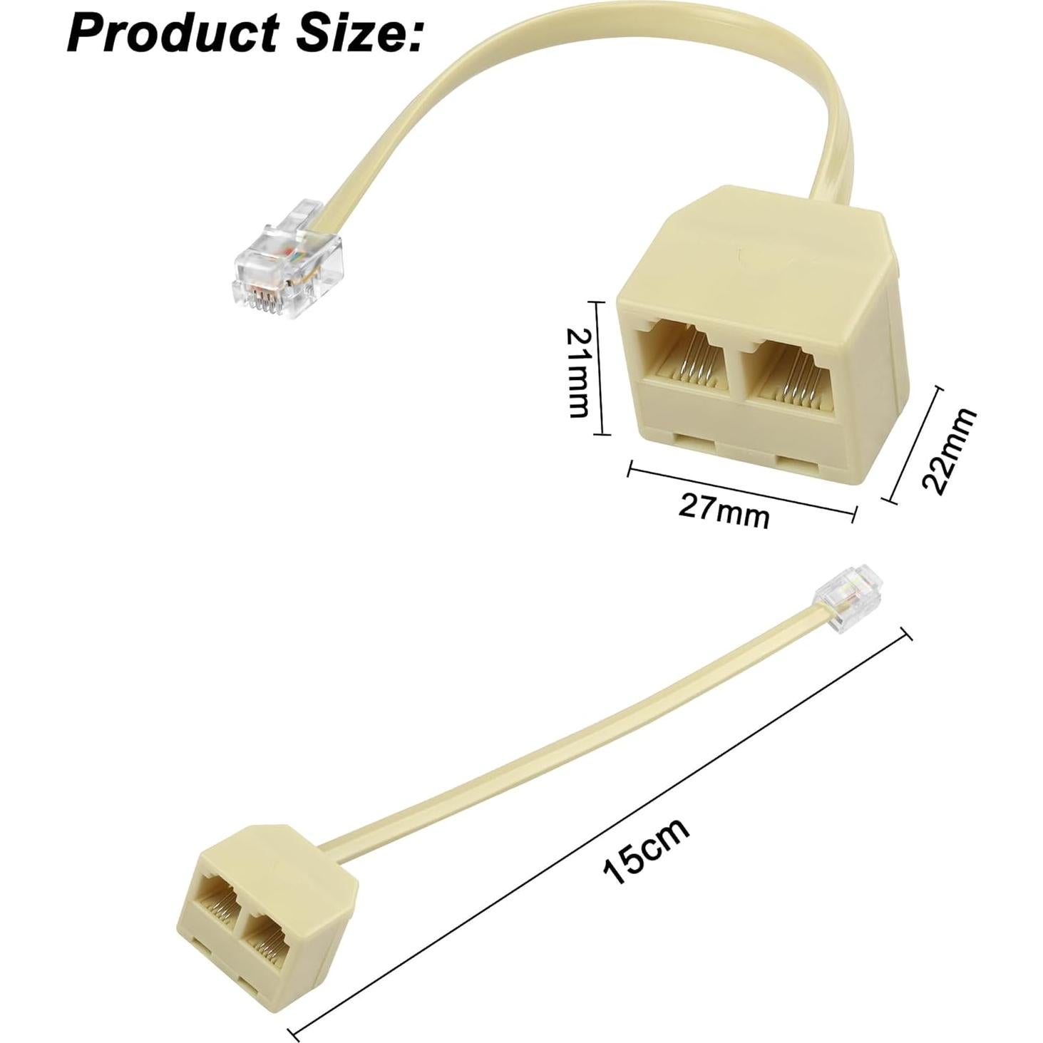 Divisor de Línea Telefónica RJ11 MEIRIYFA 1 a 2 Hembra 15 cm