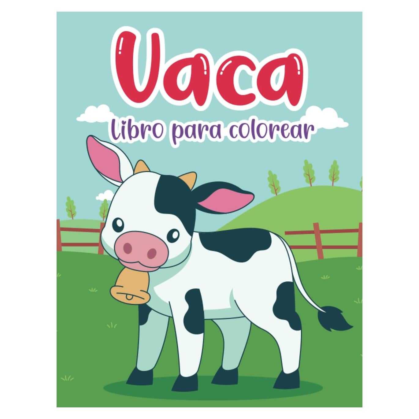Vaca Libro para colorear: Divertido y súper lindo para colorear ilustración para niñas y niños, patrones de granja de vaca. (Spanish Edition)