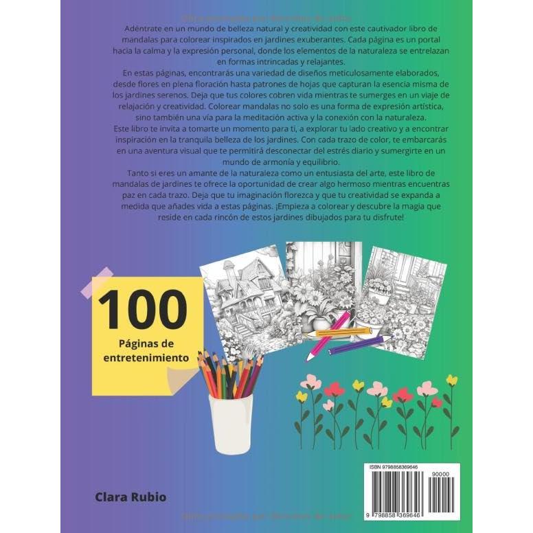 Libro para colorear Jardines - 100 páginas de puro color - Relajación (Spanish Edition)