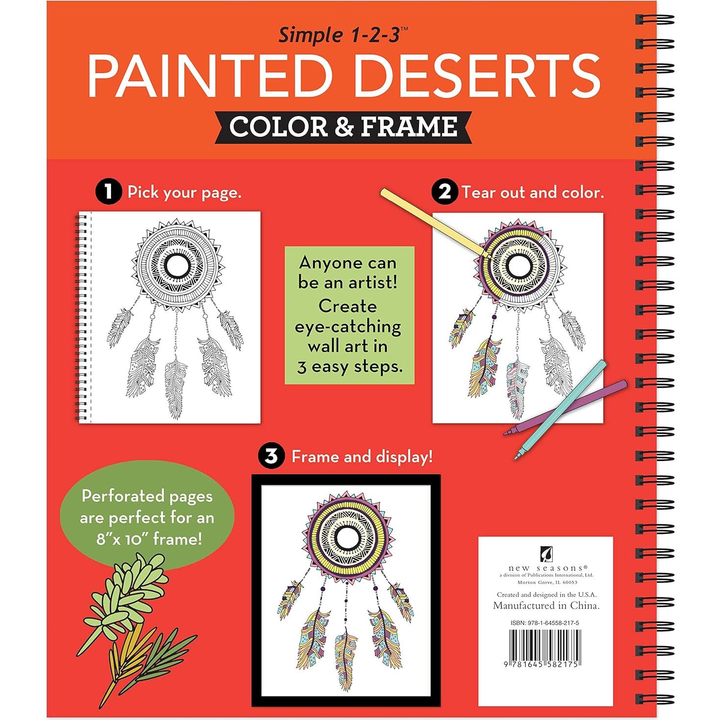Color & Frame - Painted Deserts (Adult Coloring Book)