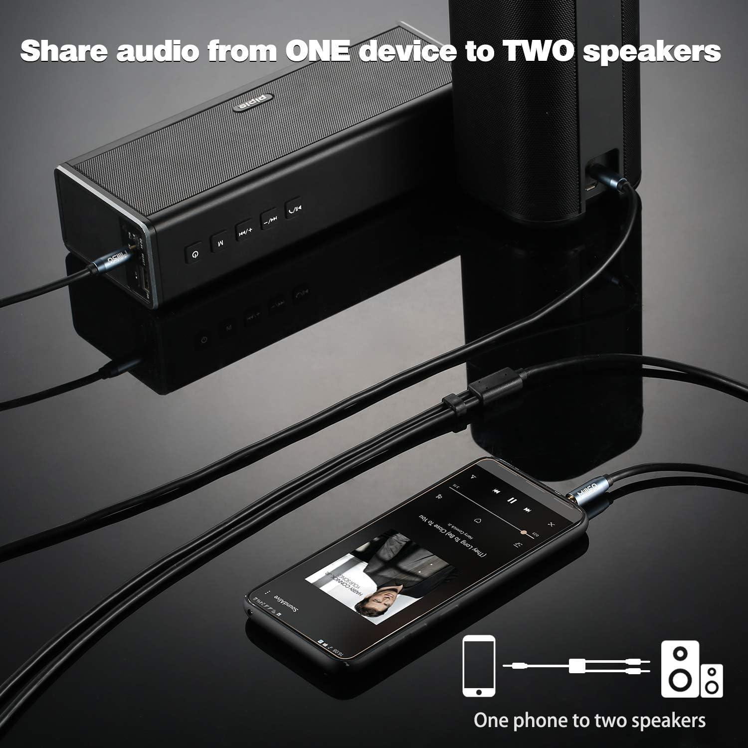 Divisor de Audio MillSO 3.5mm Macho a 2 Machos 2.44m