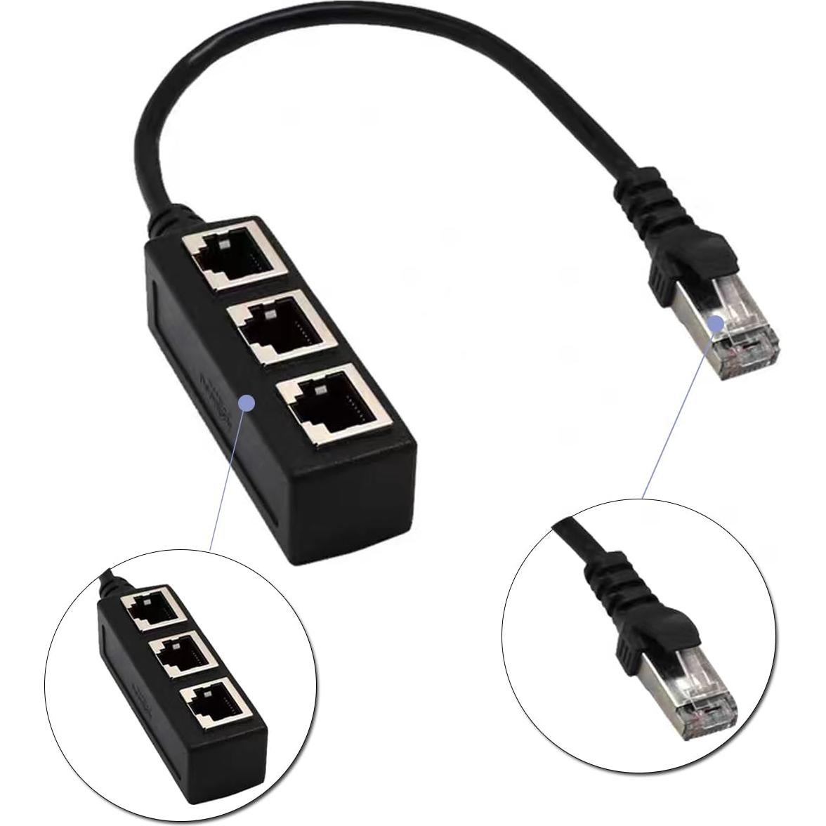 Divisor Ethernet RJ45 1 Macho a 3 Hembras HRIOEKAX