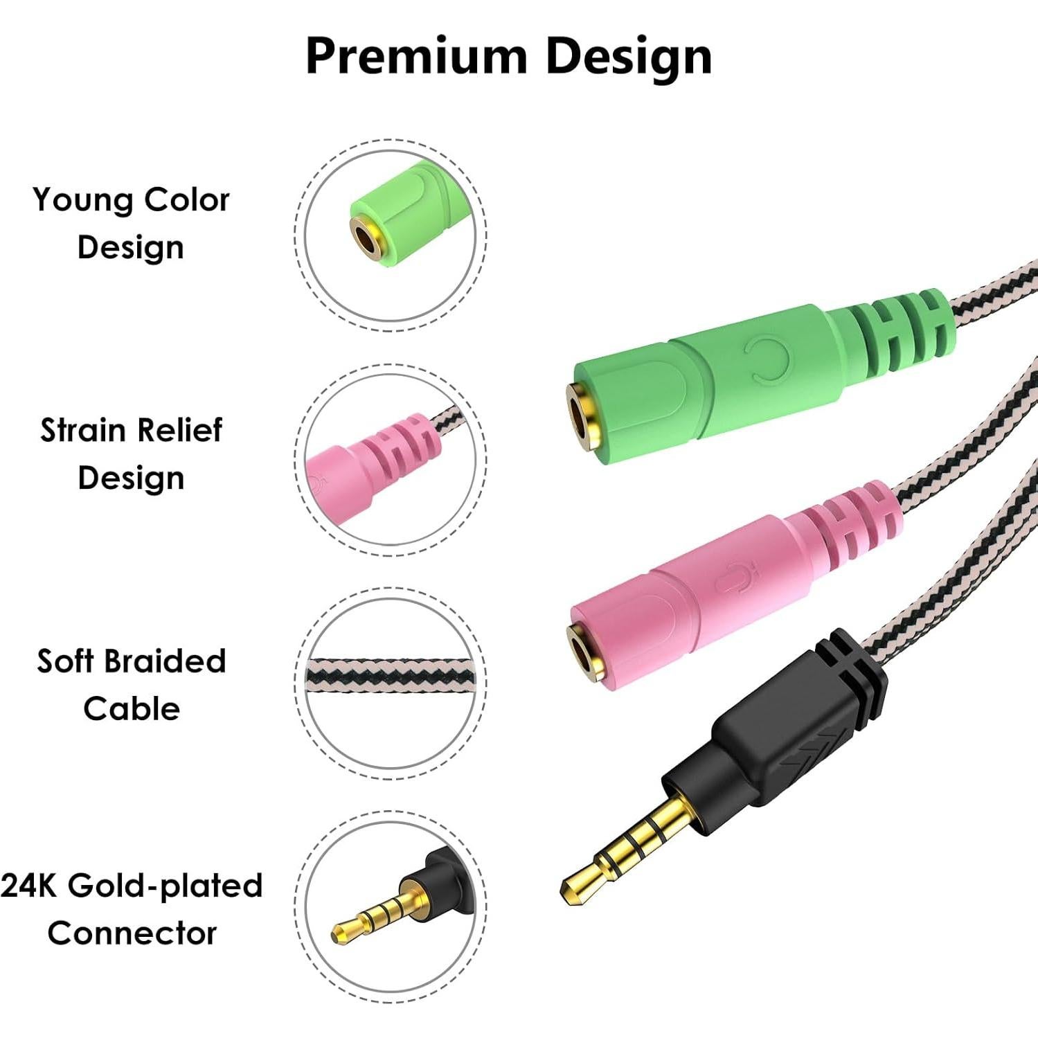 Divisor de Micrófono y Auriculares MillSO 3.5mm TRRS a TRS