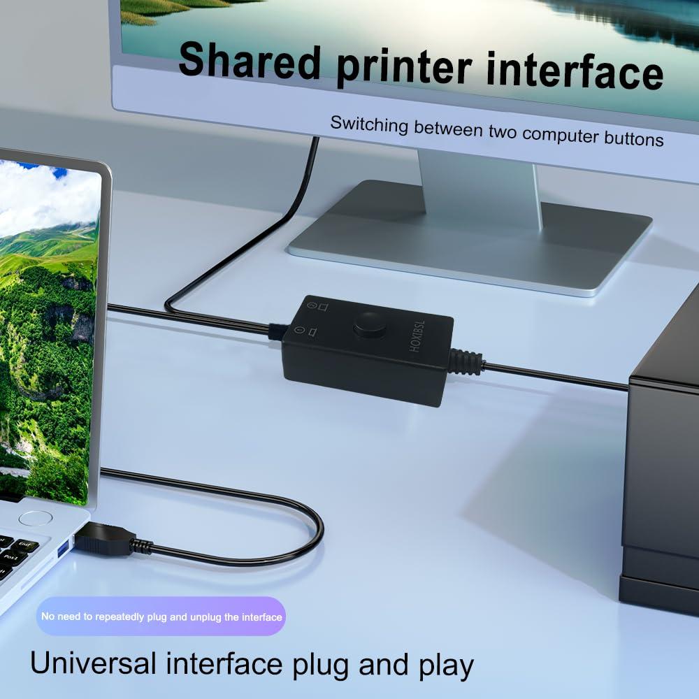 Divisor de Cable USB 2 en 1 HOXIBSL 2M para Impresoras