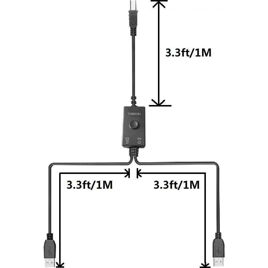 Divisor de Cable USB 2 en 1 HOXIBSL 2M para Impresoras
