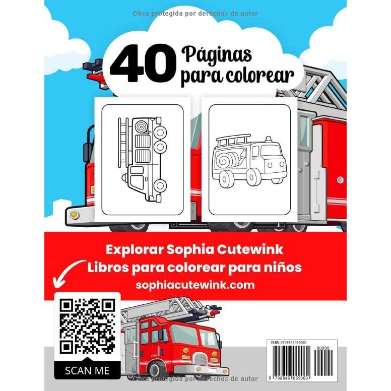 Camiones de Bomberos Libro Colorear Niños: Cuadernos Para Colorear Niños y Niñas de 4 a 8 Años (Spanish Edition)