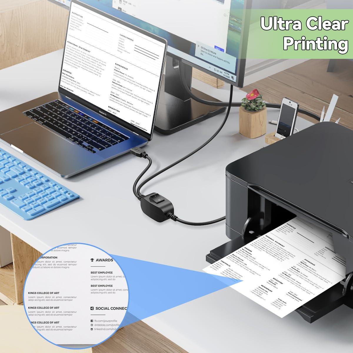 Divisor USB 1 en 2 Herfair 1.52m para Impresoras y Escáneres
