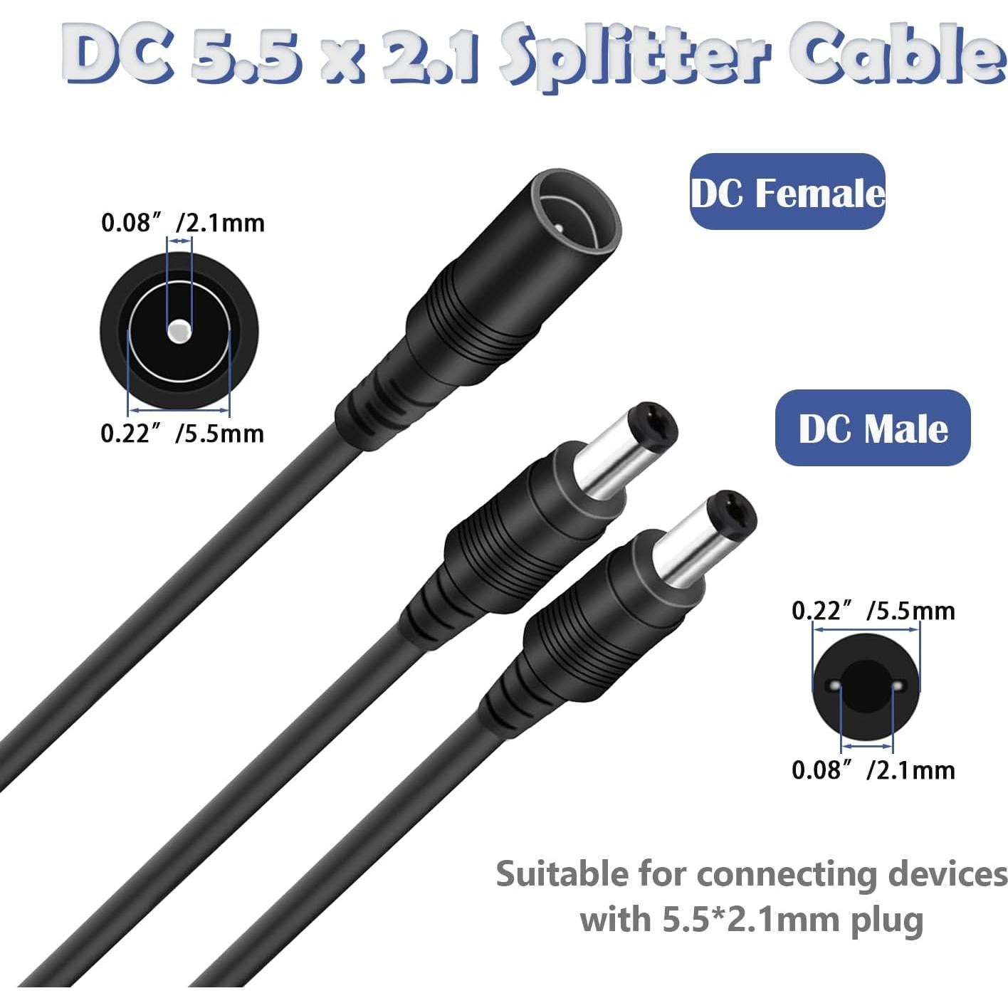Cable Divisor de Poder DC 12V Tugermoola 6pcs 38.1cm 5.5x2.1mm