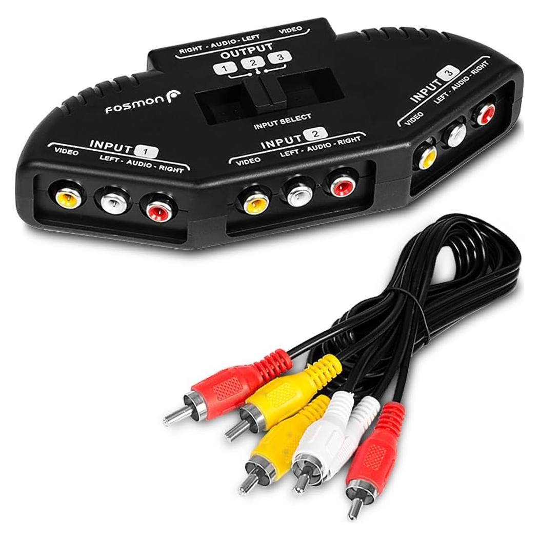 Divisor Selector AV RCA Fosmon 3 Vías 1 Salida 130g