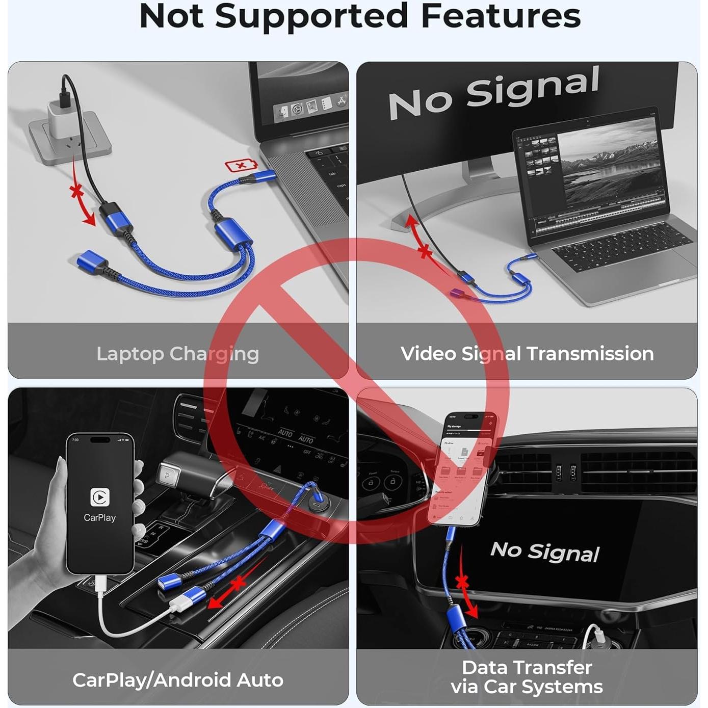 Adaptador USB C a Doble USB A 0.3M Basesailor Azul