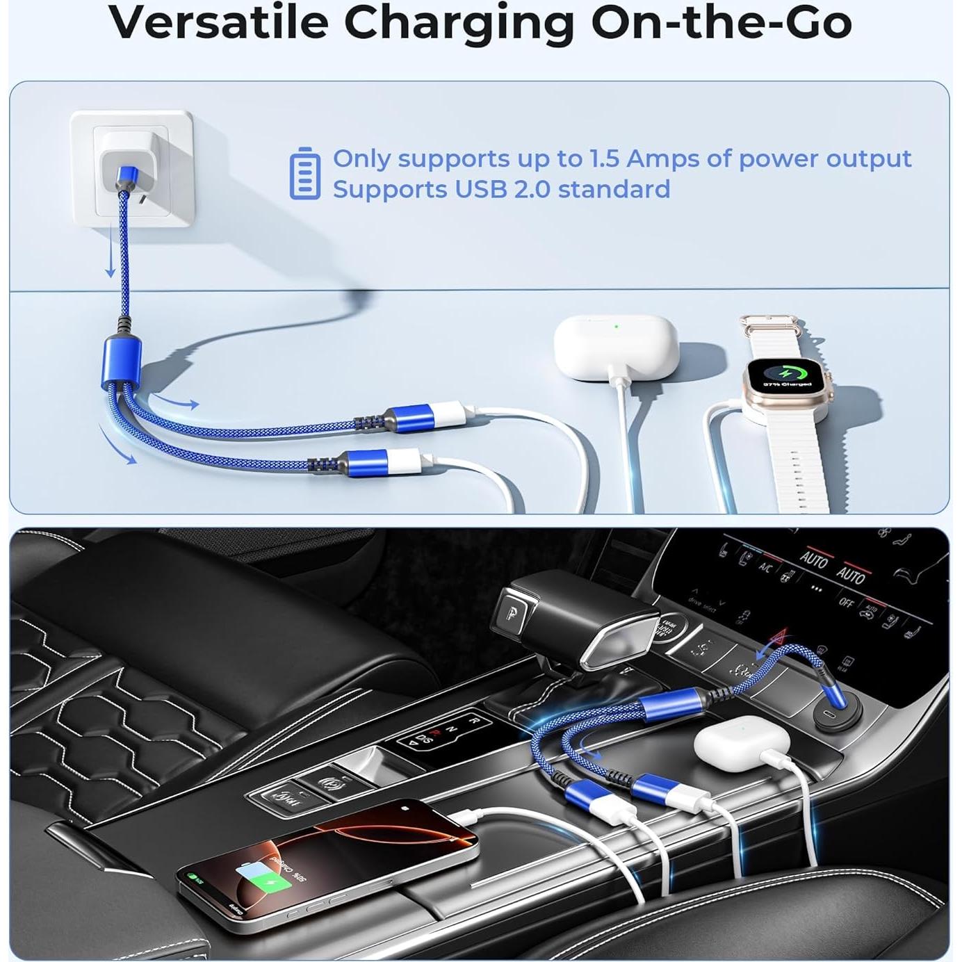 Adaptador USB C a Doble USB A 0.3M Basesailor Azul