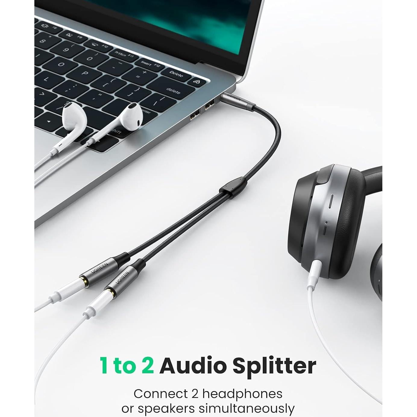 Divisor de Auriculares UGREEN 3.5mm 2 Hembras a 1 Macho