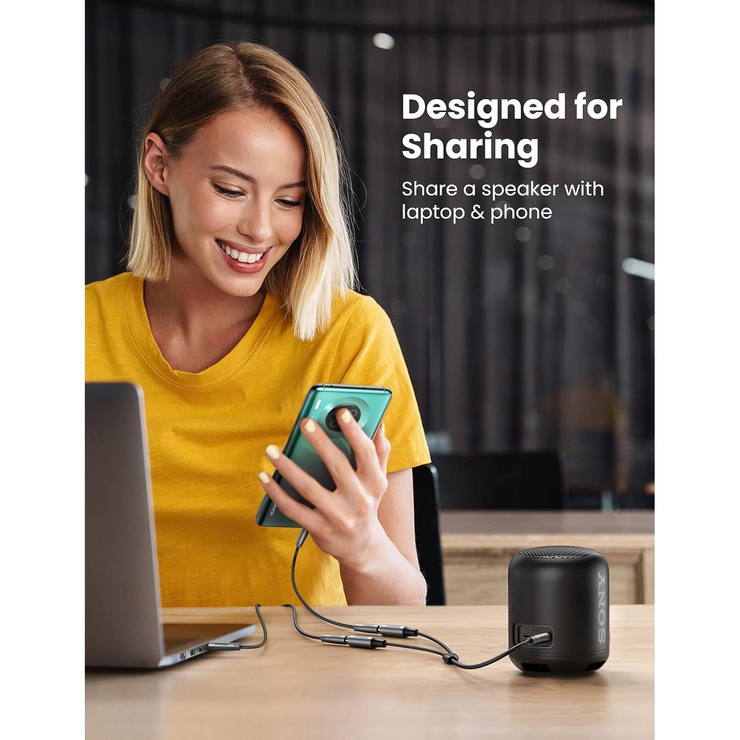 Divisor de Auriculares UGREEN 3.5mm 2 Hembras a 1 Macho