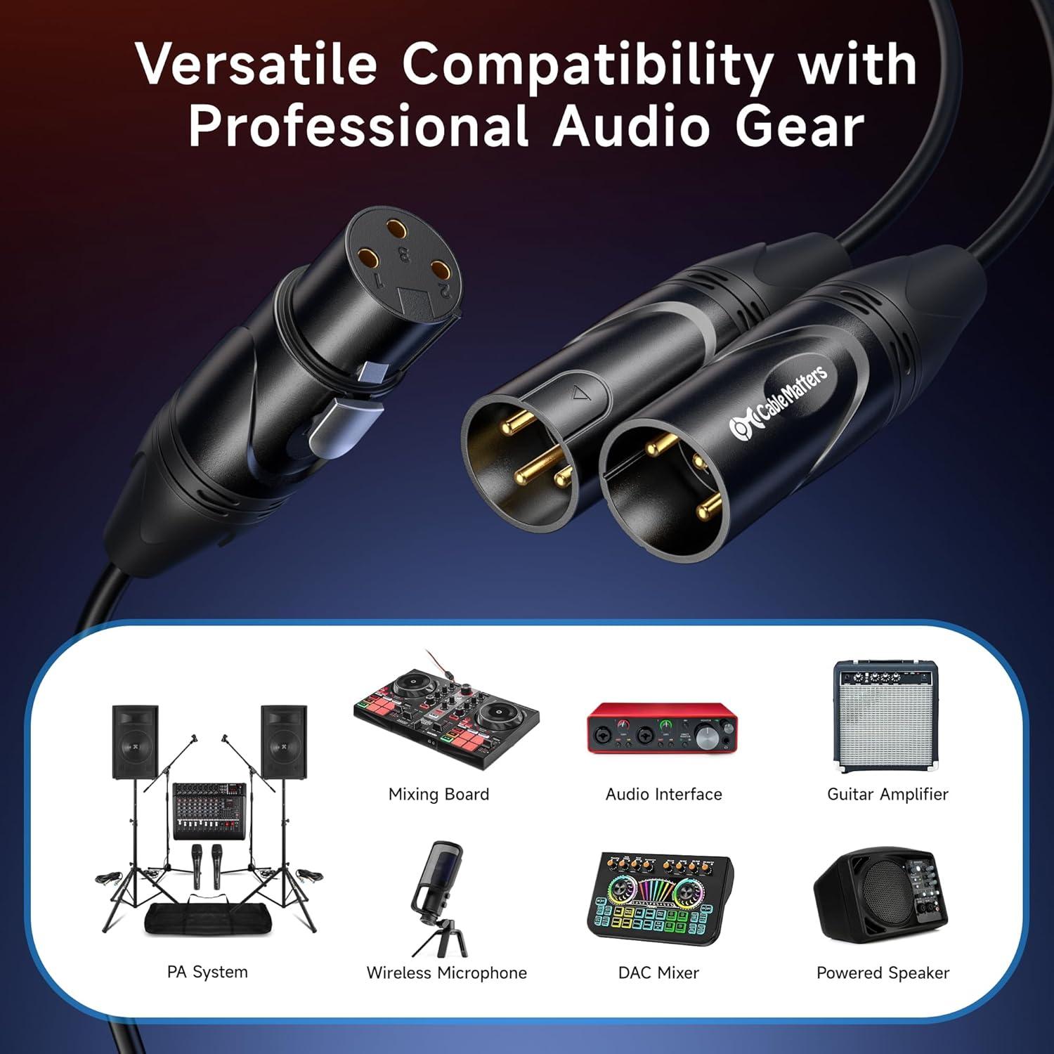 Cable Divisor XLR 2 Machos a 1 Hembra Cable Matters 0.5m