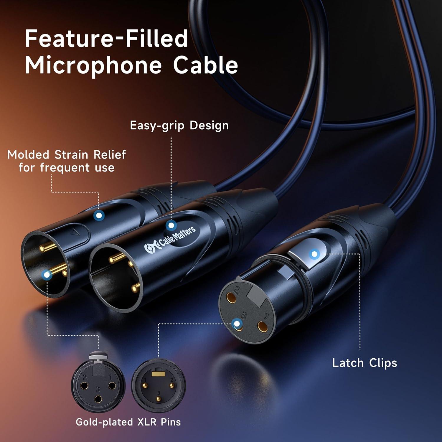 Cable Divisor XLR 2 Machos a 1 Hembra Cable Matters 0.5m