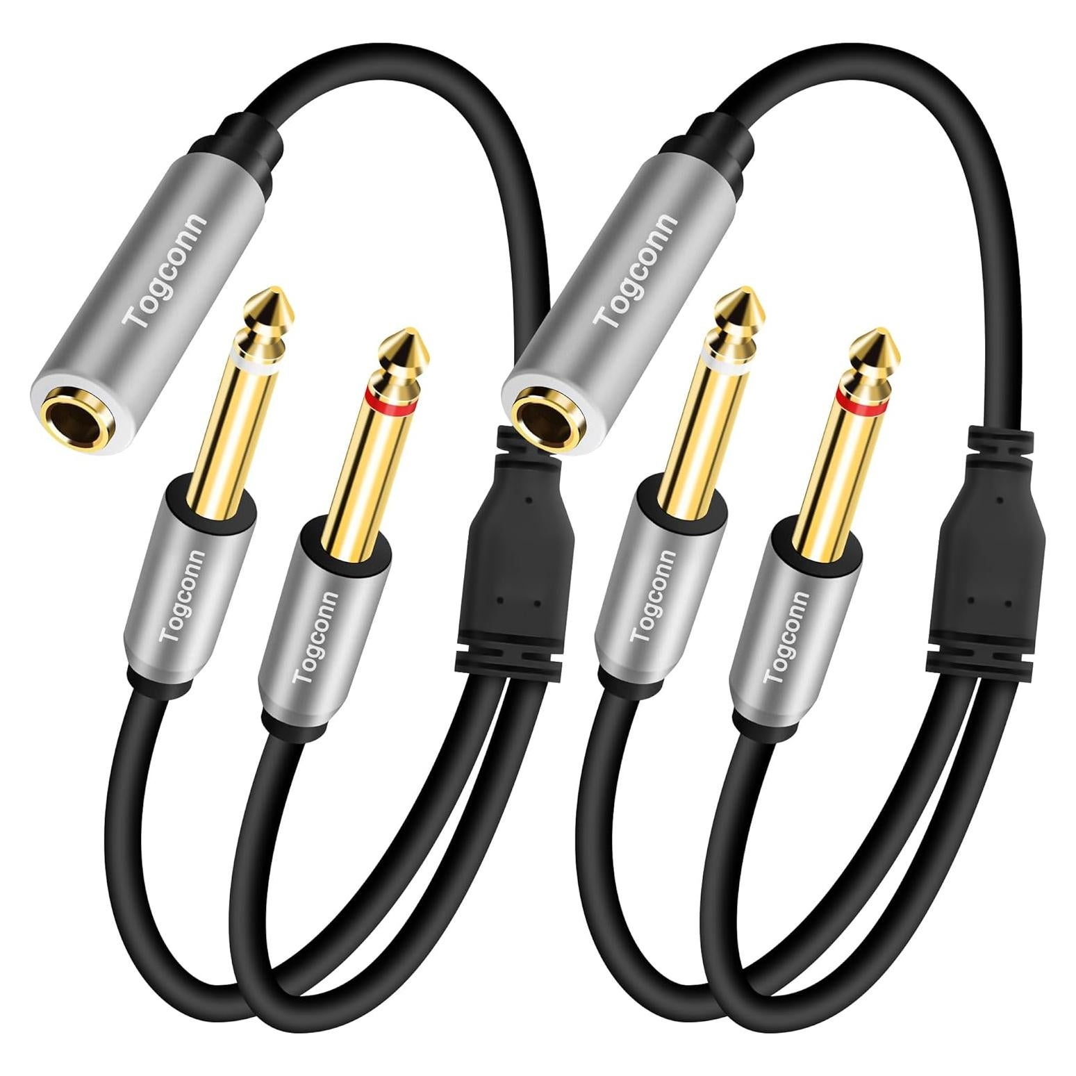 Paquete de 2 Cables Y Divisor TRS Estéreo 6.35mm Togconn