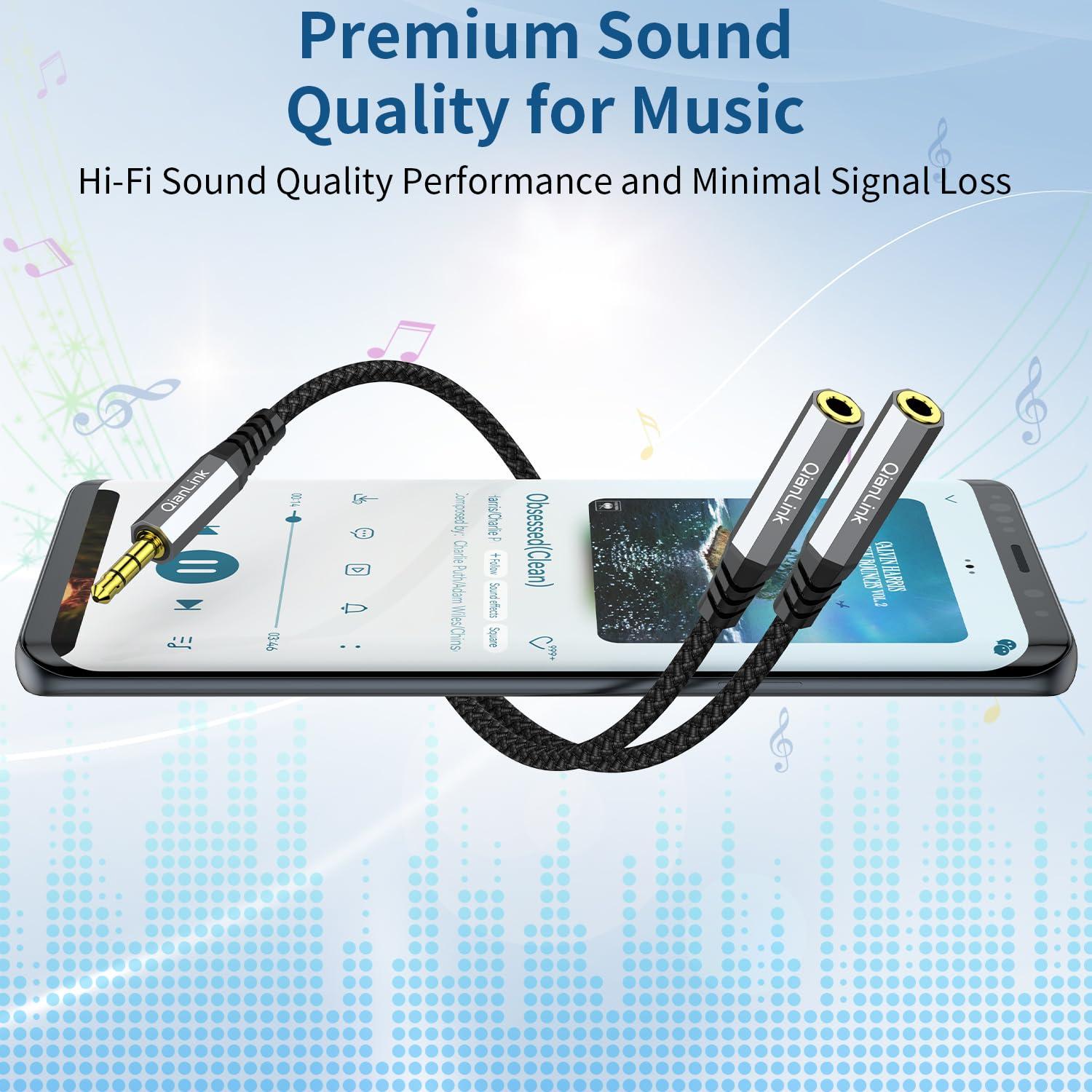 Divisor de Auriculares QianLink 3.5mm a 2 Salidas 0.30m