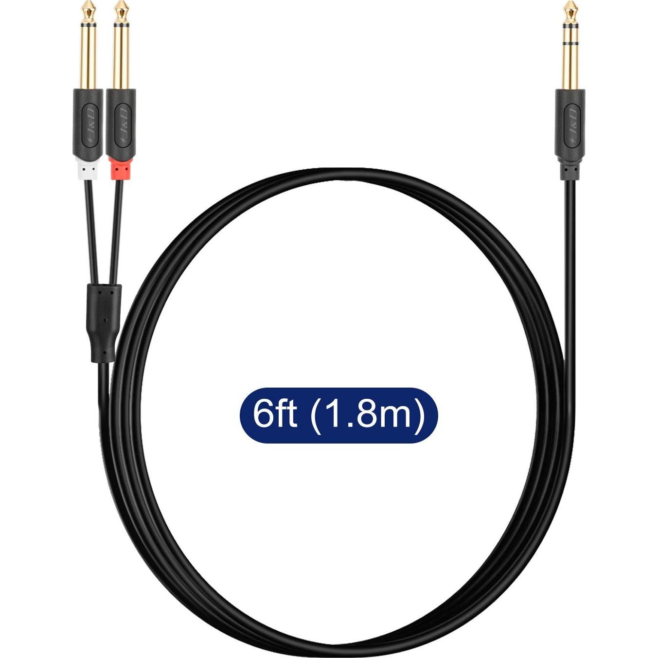 Cable Divisor Y TRS J&D 1.83m Doble TS 6.35mm Audio