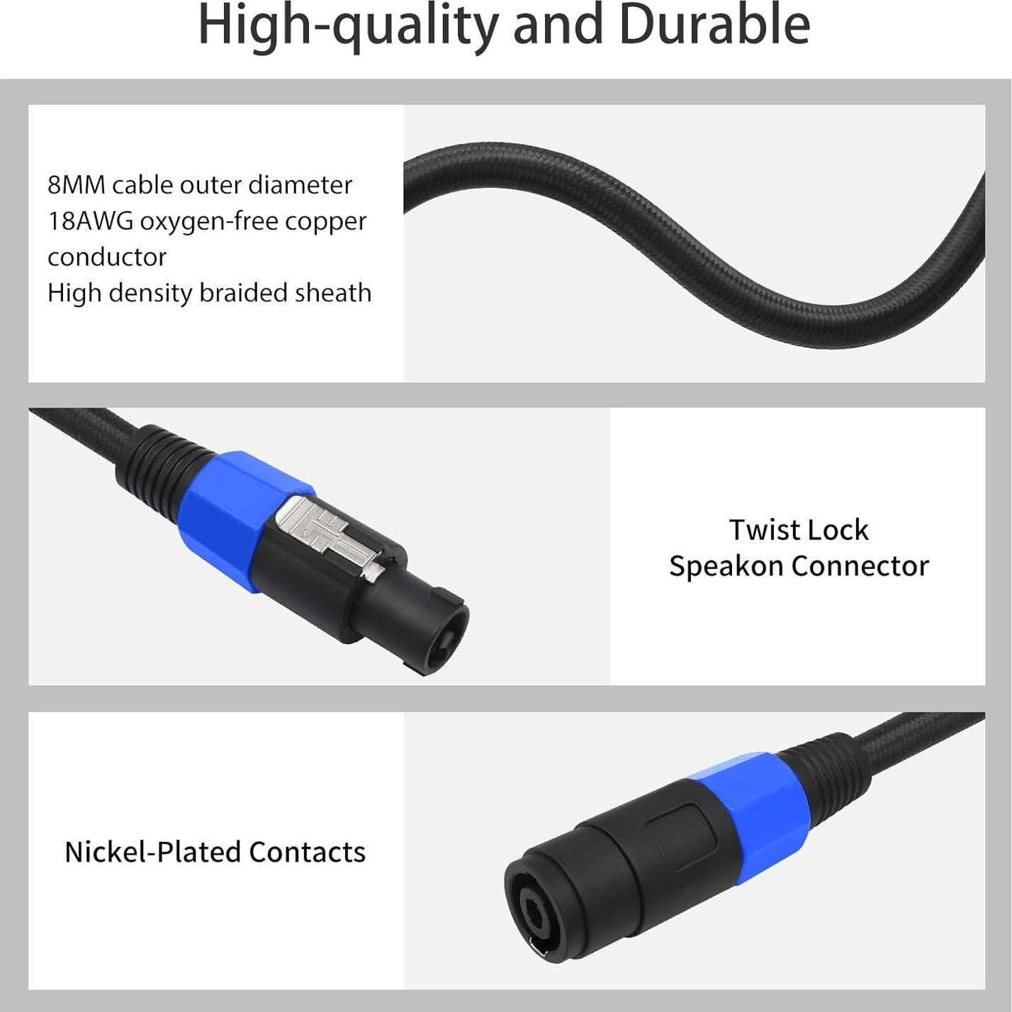 Cable Divisor Y Speakon HUALEU 2 pies Macho a Doble Hembra