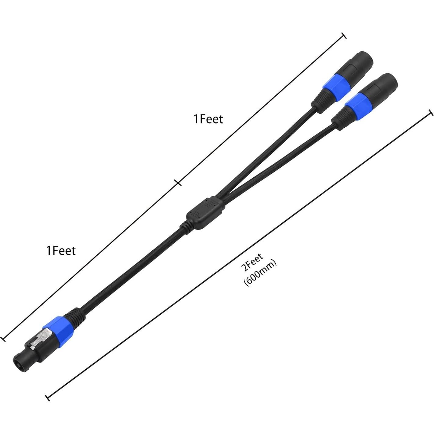 Cable Divisor Y Speakon HUALEU 2 pies Macho a Doble Hembra