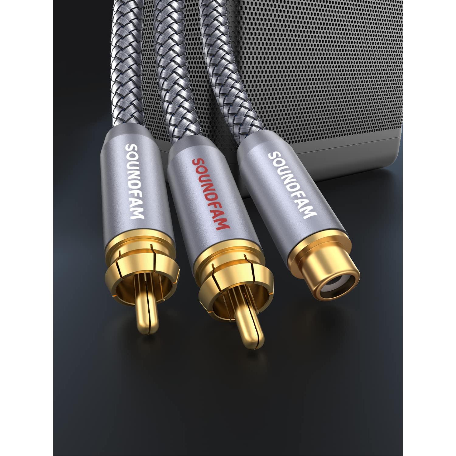 Divisor RCA 1 Femenino a 2 Masculinos SOUNDFAM 30cm Gris