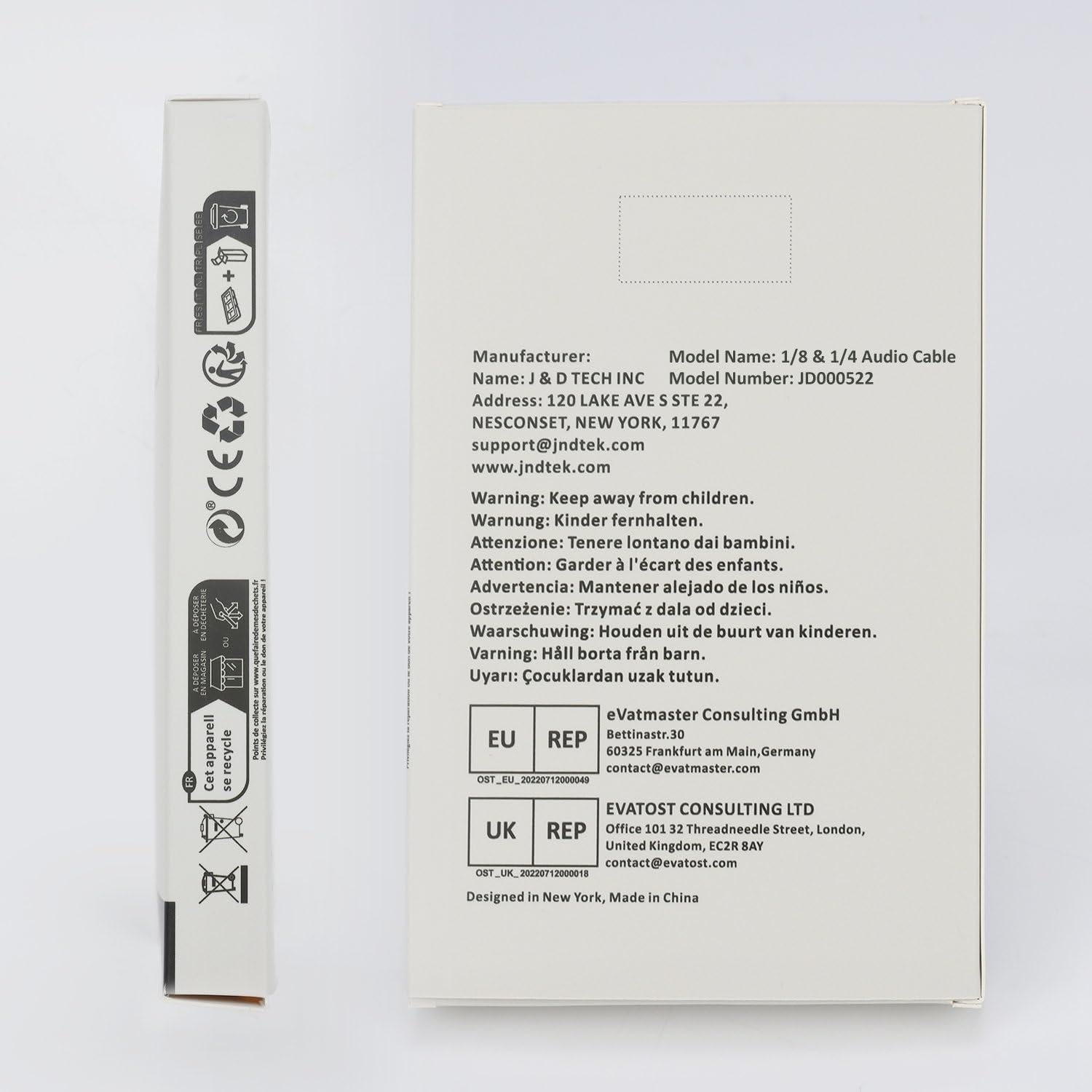 Cable Divisor Estéreo J&D 1 Metro 3.5mm Doble Macho