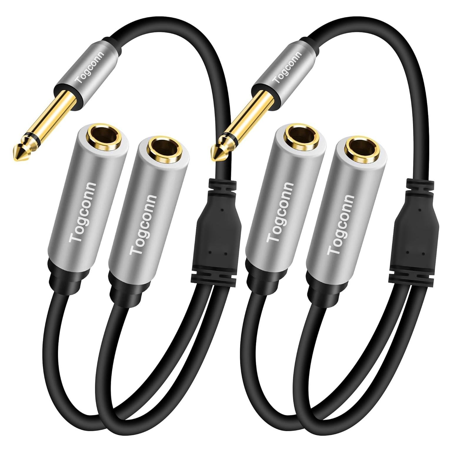 Paquete de 2 adaptadores Y mono TS 6.35mm Togconn