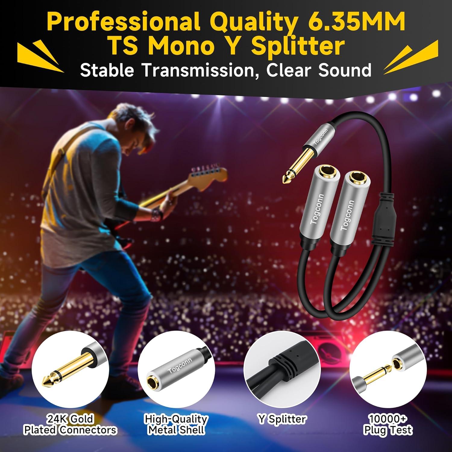 Paquete de 2 adaptadores Y mono TS 6.35mm Togconn